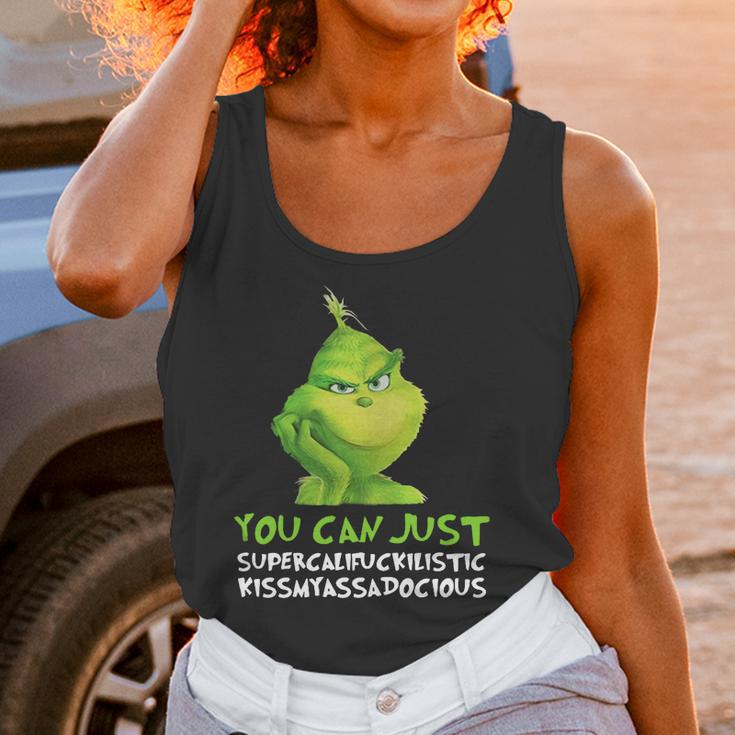 Grinch You Can Just Supercalifuckilistic Kissmyassadocious Christmas Women Tank Top