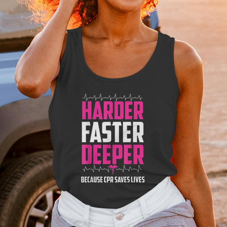 Harder Faster Deeper Because Cpr Saves Lives Funny Nurse Women Tank Top