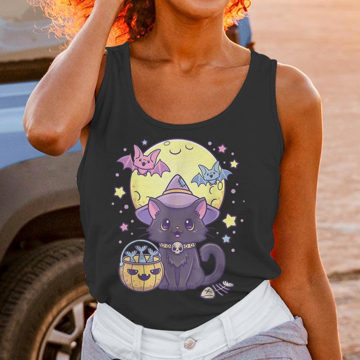 Kawaii Pastel Goth Cute Creepy Halloween Black Cat Witch Hat Men Women T-Shirt Graphic Print Casual Unisex Tee Women Tank Top