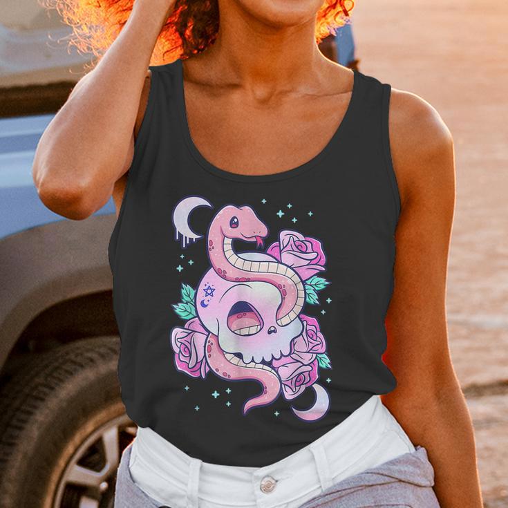 Kawaii Pastel Goth Cute Creepy Skull Serpent Snake Roses Men Women T-Shirt Graphic Print Casual Unisex Tee Women Tank Top