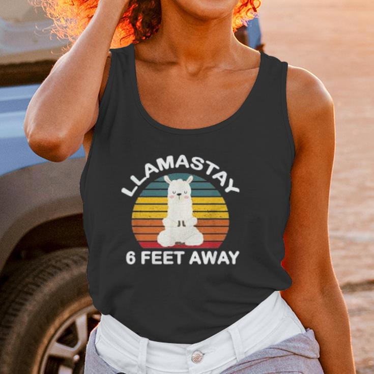 Llamastay 6 Feet Away Cute Yoga Llama Stay Social Distancing Women Tank Top