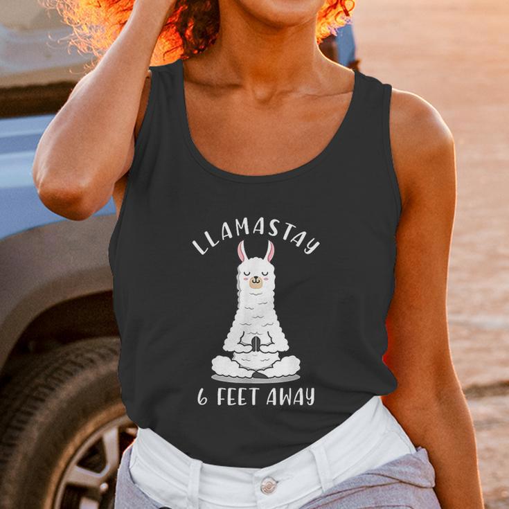 Llamastay 6 Feet Away Funny Social Distancing Llama Yoga Women Tank Top