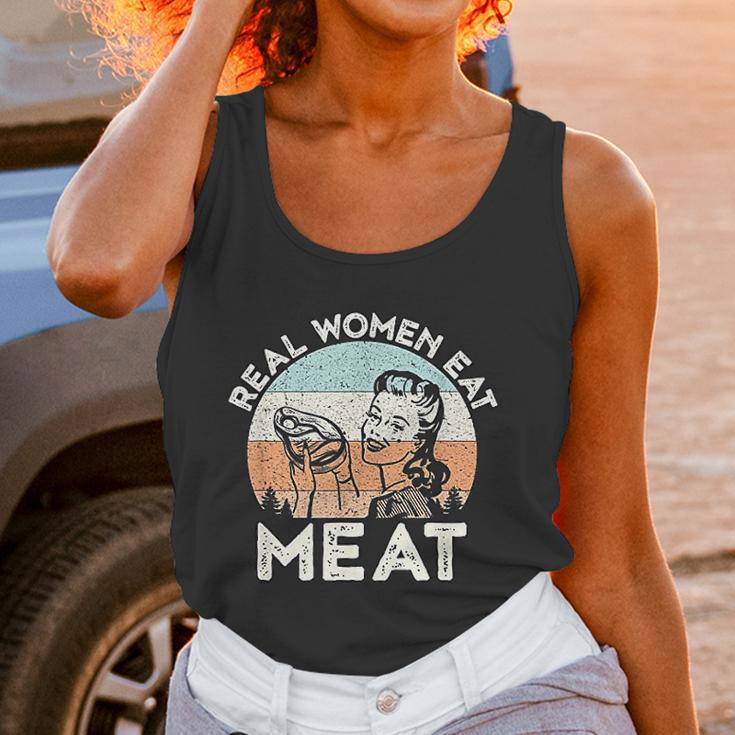 Real Women Eat Meat Funny Vintage Carnivore T-Shirt Women Tank Top