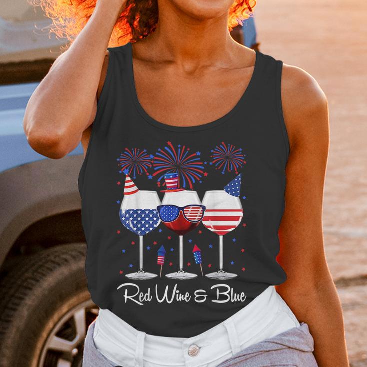 Red Wine & Blue 4Th Of July Wine Red White Blue Wine Glasses V9 Women Tank Top