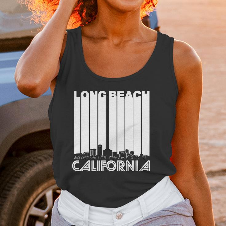 Retro Long Beach California Skyline Womens Tshirt By American Apparel Women Tank Top