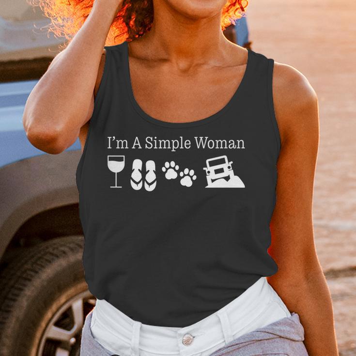 Womens Im A Simple Woman Love Wine Flip Flops Dog Jeeps Gift Women Tank Top