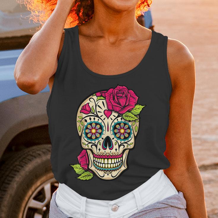 Sugar Skull Flower Crown Day Of The Dead Halloween Men Women T-Shirt Graphic Print Casual Unisex Tee Women Tank Top