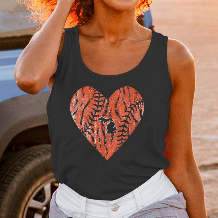 Womens Vintage Detroit Baseball Heart With Tiger Stripes Women Tank Top