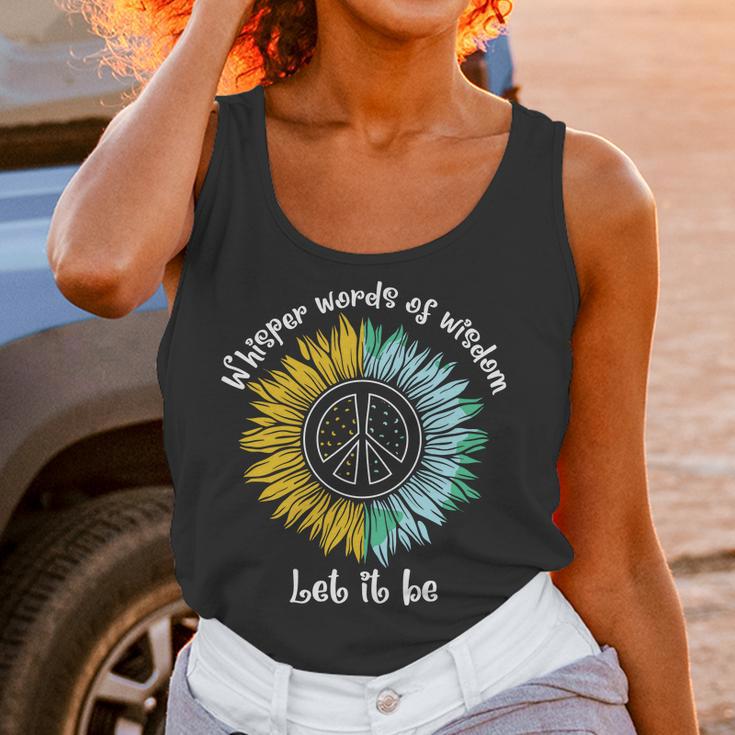 Whisper Words Of Wisdom Let It Be Hippie Sunflower Peace Women Tank Top