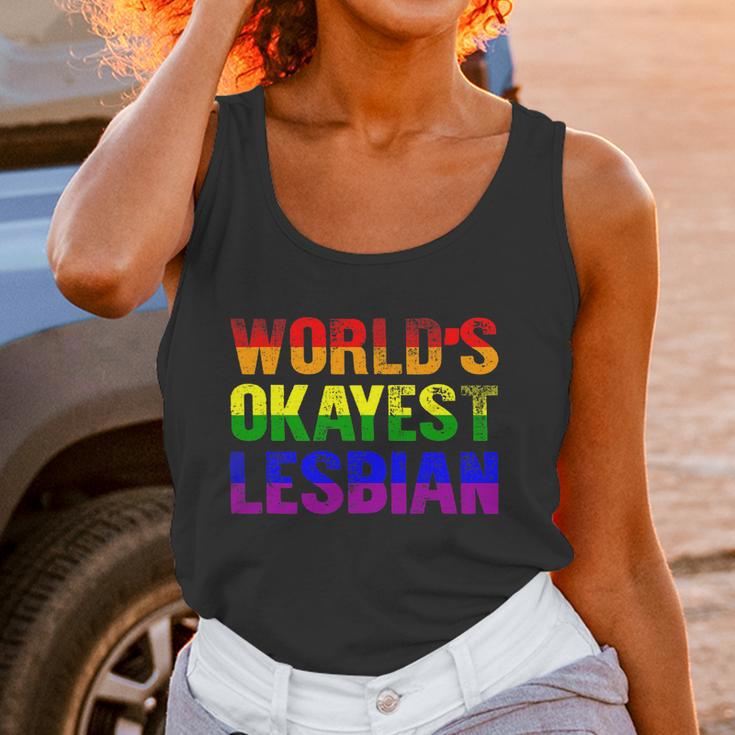 Worlds Okayest Lesbian Rainbow Gay Pride Homo Lgbt Women Tank Top