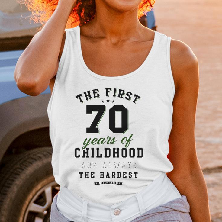 70Th Birthday Funny Gift Life Begins At Age 70 Years Old Women Tank Top