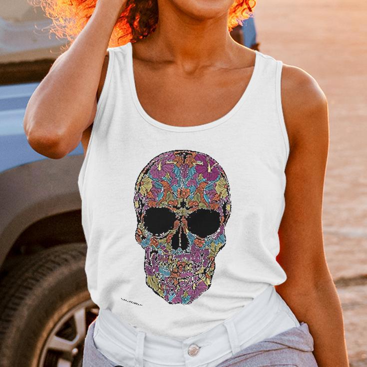 Black Flower Sugar Skull Day Of Dead Women Tank Top