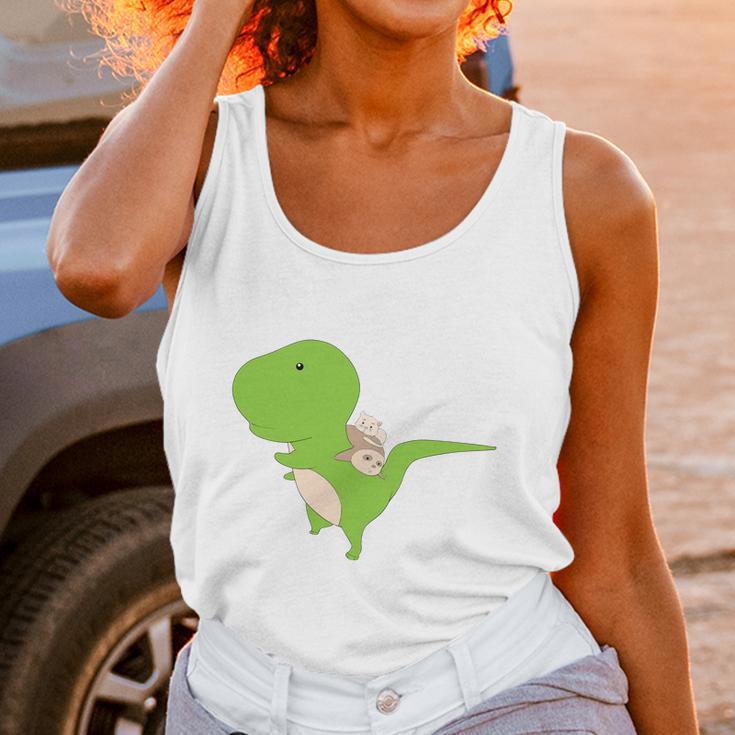 Dinosaur Piggy Backing Sloth Kitty Cat Funny Trex Women Tank Top