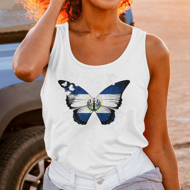 El Salvador Flag Salvadoran Flag Butterfly Women Tank Top