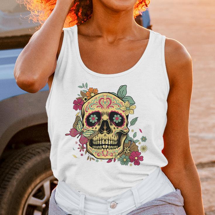 Floral Sugar Skull Dia De Los Muertos Dead Women Girl Women Tank Top