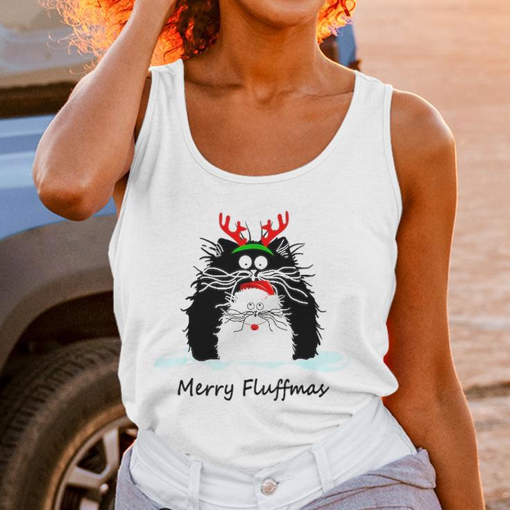 Fun Cat Merry Fluffmas Reindeer Christmas Kitten Meowlover Women Tank Top