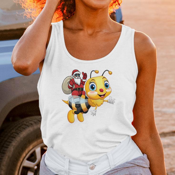 Funny Bee Christmas Santa Riding On Honey Bee Women Tank Top