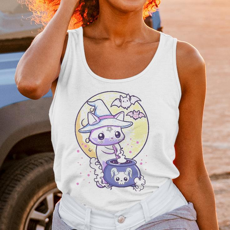 Womens Kawaii Pastel Goth Cute Creepy Witch Cat Wicca V-Neck Women Tank Top