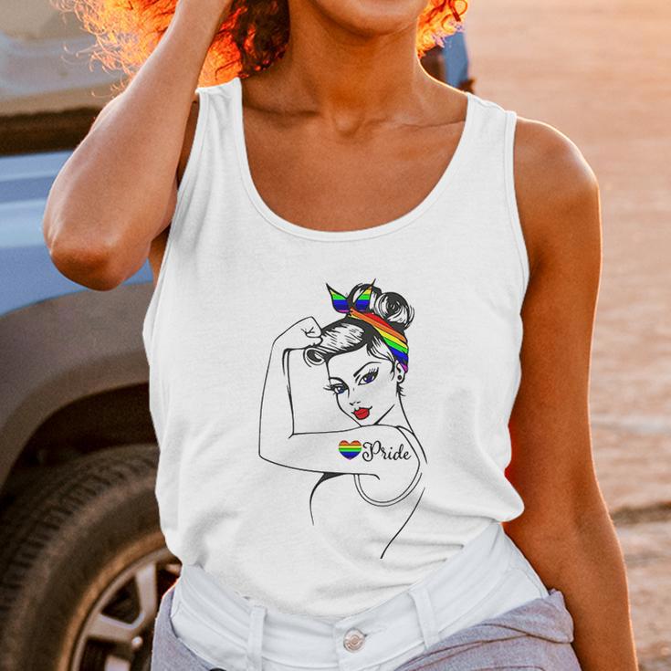 Lgbt Girl Power Pin Up Retro Art By Anne Cha Flag Gay Pride Women Tank Top