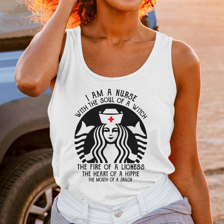 I Am A Nurse Starbuck Parody The Fire Of A Lioness The Heart Of A Hippie Women Tank Top