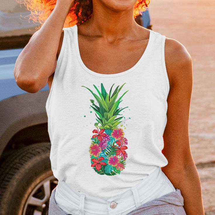 Pineapple Flowers Aloha Hawaii Vintage Hawaiian Women Tank Top