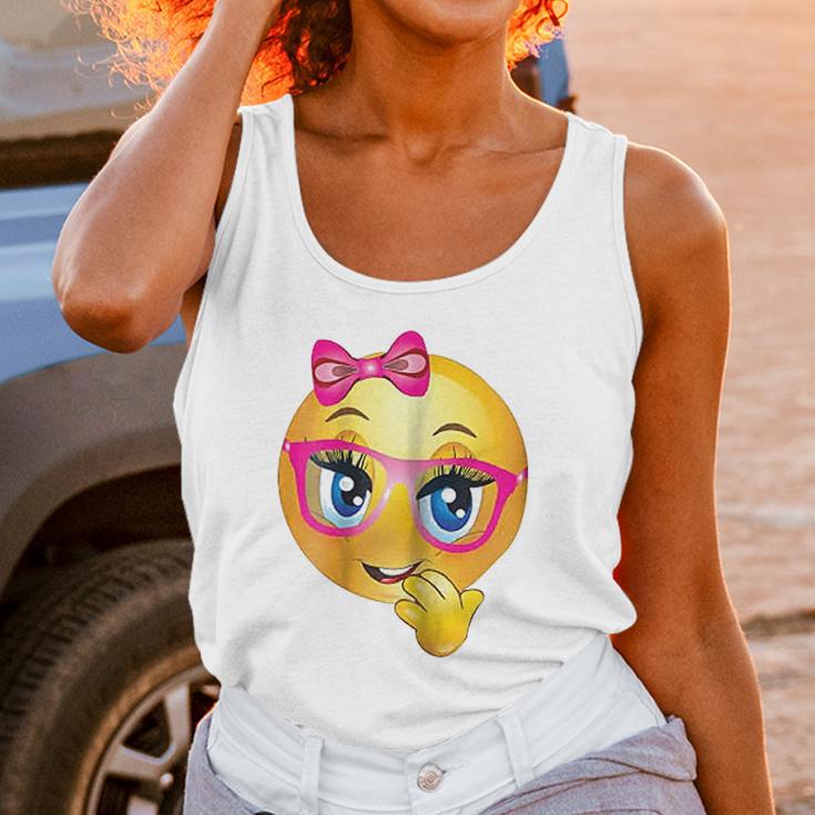 Smiling Girl Bling Face With Pink Glasses Women Emojis Women Tank Top