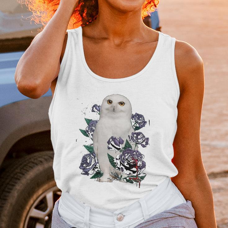 A White Owl And Purple Roses Women Tank Top