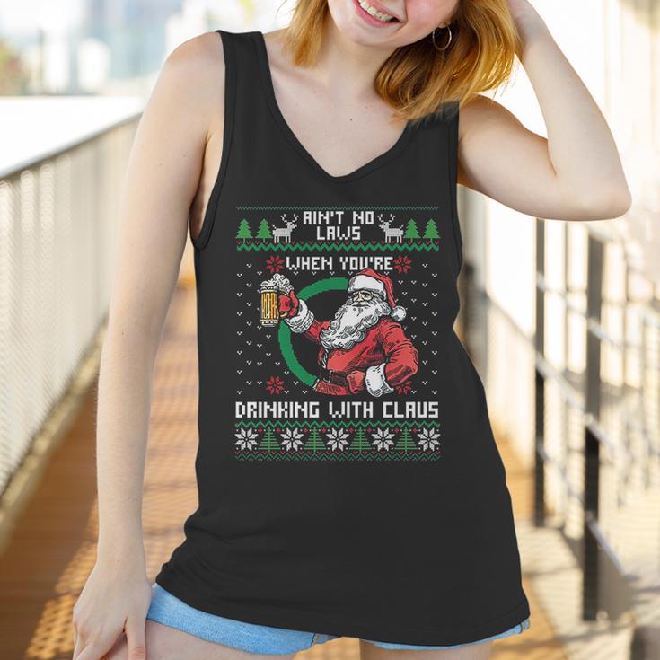 Aint No Laws When You Are Drinking With Claus Funny Christmas Women Tank Top