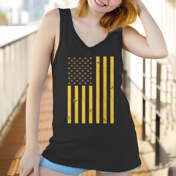 American Flag Honeycomb Honey Bee Beekeeping Beekeeper Women Tank Top