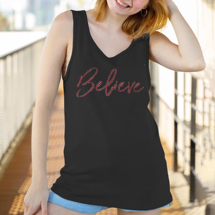 Apparel Kids Believe Christmas Red Raglan Women Tank Top