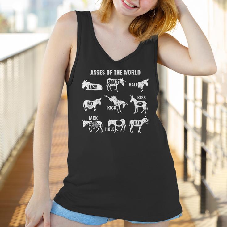 Asses The World Funny Lazy Smart Half Donkey Women Tank Top