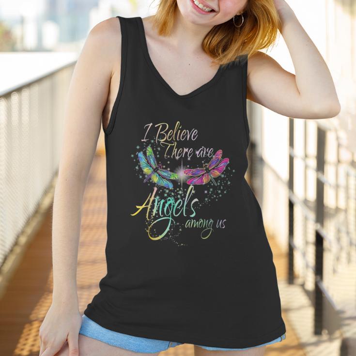 I Believe There Is Angel Among Us Dragonfly Colorful Women Tank Top