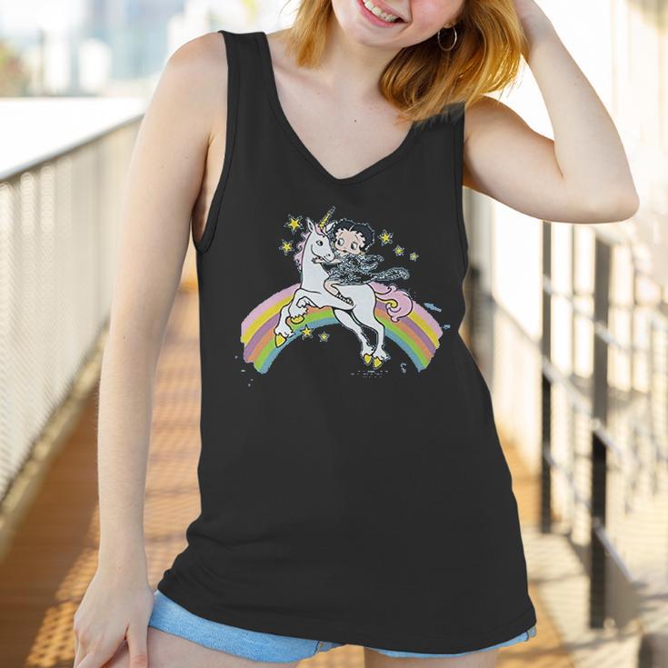 Betty Boop Cartoon Unicorn And Rainbows Women Tank Top