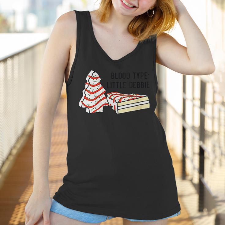 Womens Blood Type Little Debbie Inspired Christmas Tree Snack Cake Women Tank Top