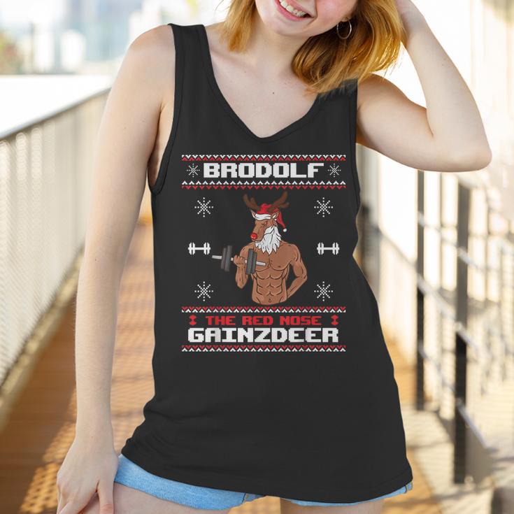 Brodolf The Red Nose Gainzdeer Gym Ugly Christmas Sweater Men Women T-Shirt Graphic Print Casual Unisex Tee Women Tank Top