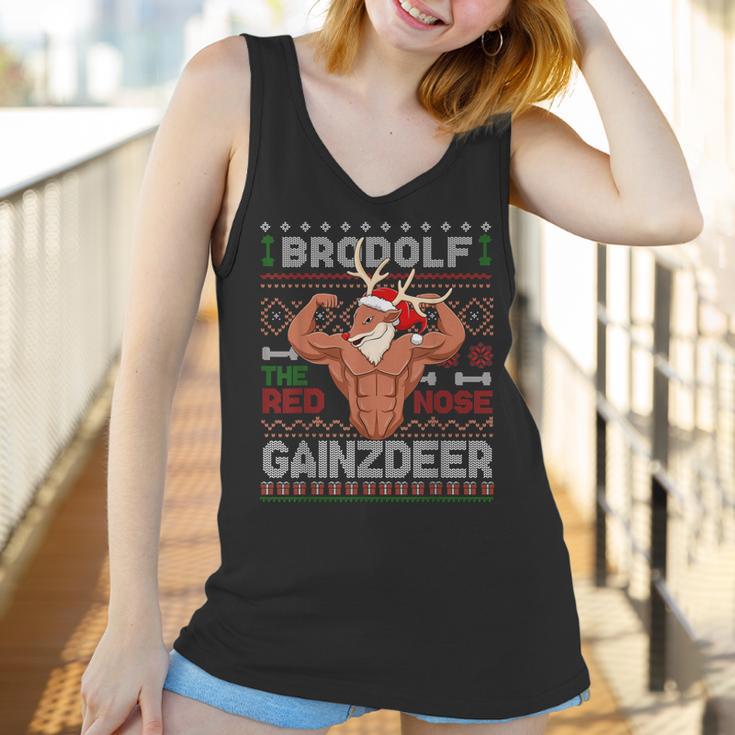 Brodolf The Red Nose Gainzdeer Gym Ugly Christmas Sweater Women Tank Top