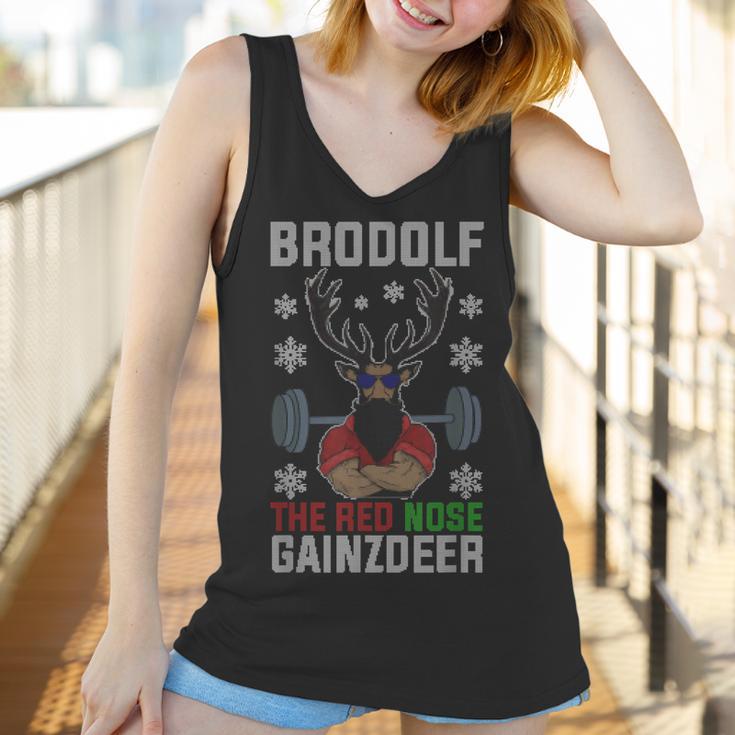 Brodolf The Red Nose Gainzdeer Gym Ugly Christmas Women Tank Top