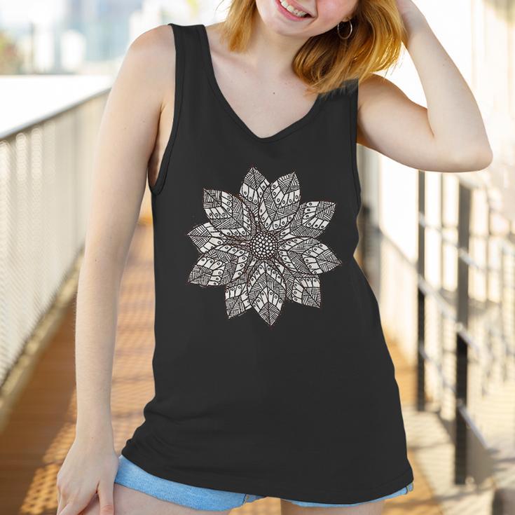 Brown & White Mandala Flower Yoga Sacred Mantra Geometry Women Tank Top