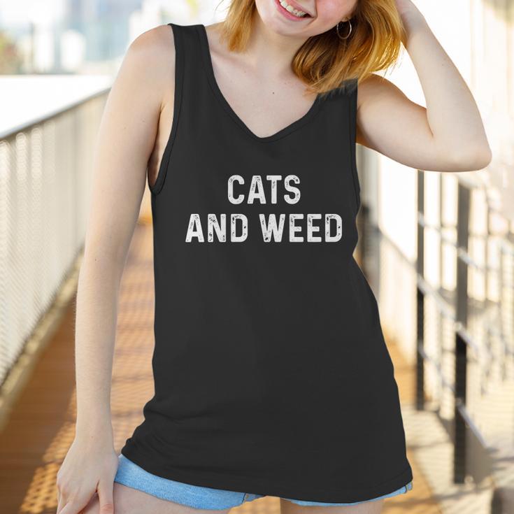 Cats And Weed Funny Cannabis Stoner Marijuana Cat Mom Dad Funny Gift Women Tank Top