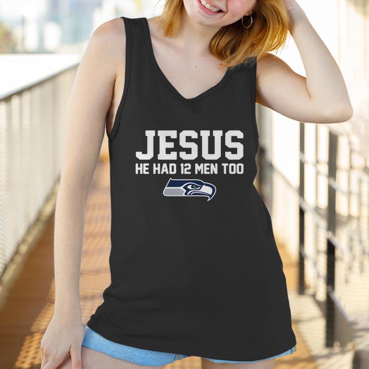 Check Out This Awesome Jesus He Had 12 Men Too Seattle Seahawks Canvas Usa - Copy 2 Women Tank Top