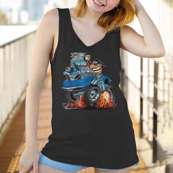 Classic Funny Sixties Sports Car Racing Hot Rod Cartoon Women Tank Top