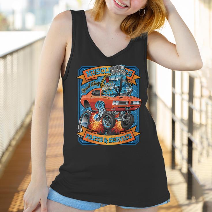 Classic Sixties Muscle Car Funny Dragster Hot Rod Cartoon V2 Women Tank Top