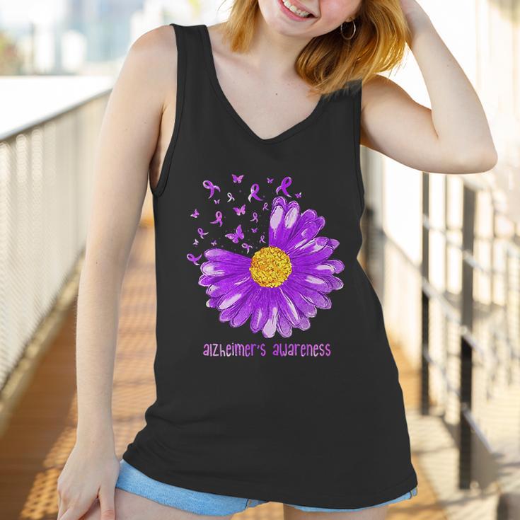 Daisy Butterfly Purple Ribbon Alzheimer Awareness Women Tank Top