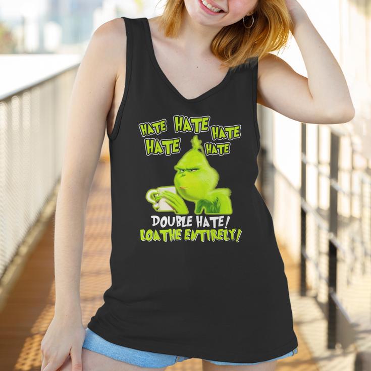 Grinch Drinking Coffee Double Hate Loathe Entirely Women Tank Top