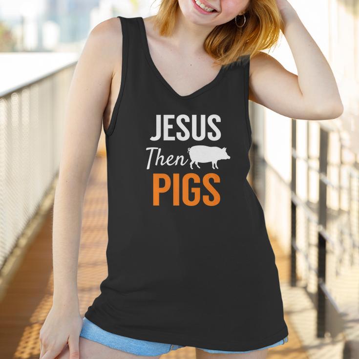 Jesus Then Pigs Fun Christian Piggy Pets Humor Women Tank Top