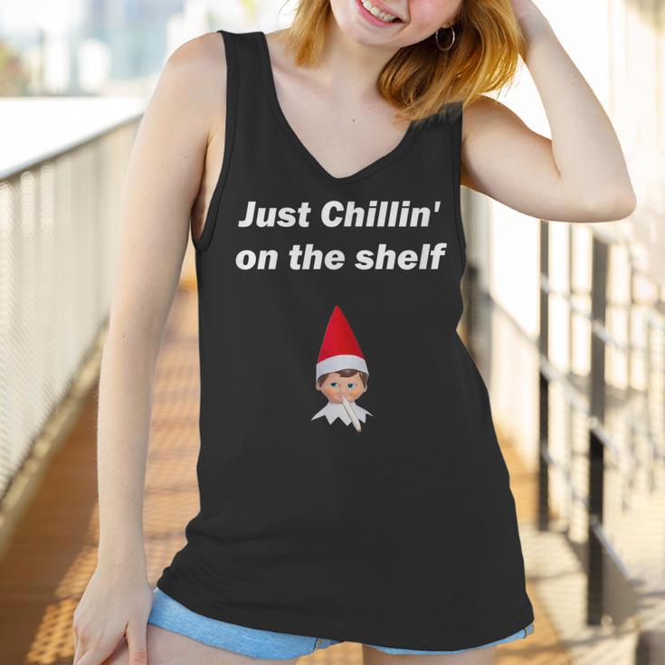 Just Chillin On The Shelf Stoned Elf Funny Christmas Women Tank Top