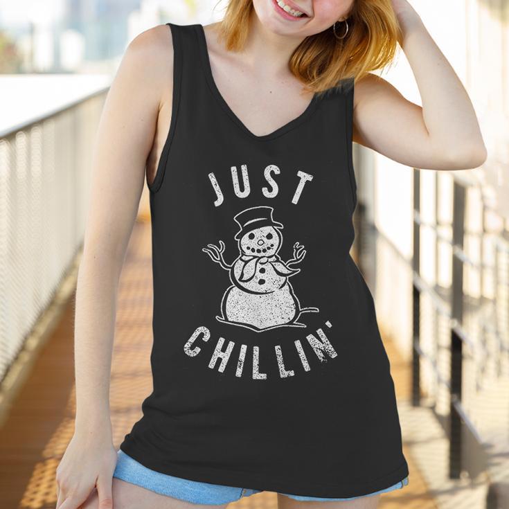 Just Chillin Snowman Cute Funny Christmas Winter Women Tank Top