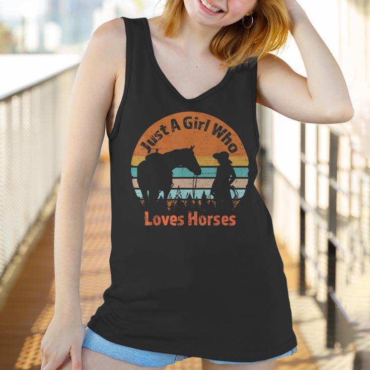 Just A Girl Who Loves Her Horse Retro Sunset Silhouette Gift Women Tank Top