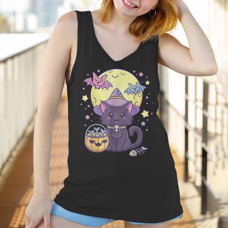 Kawaii Pastel Goth Cute Creepy Halloween Black Cat Witch Hat Men Women T-Shirt Graphic Print Casual Unisex Tee Women Tank Top