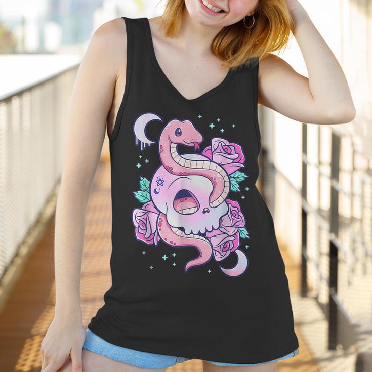 Kawaii Pastel Goth Cute Creepy Skull Serpent Snake Roses Men Women T-Shirt Graphic Print Casual Unisex Tee Women Tank Top